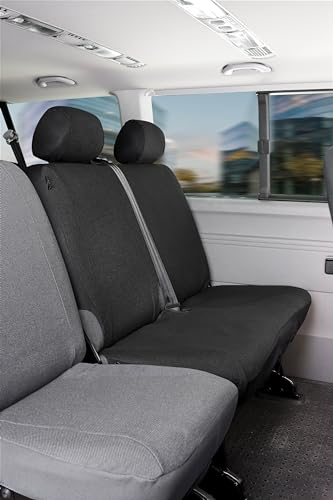 WALSER Passform Auto-Sitzbezug, Transporter-Schonbezug Stoff kompatibel mit VW T5, Doppelbankbezug hinten