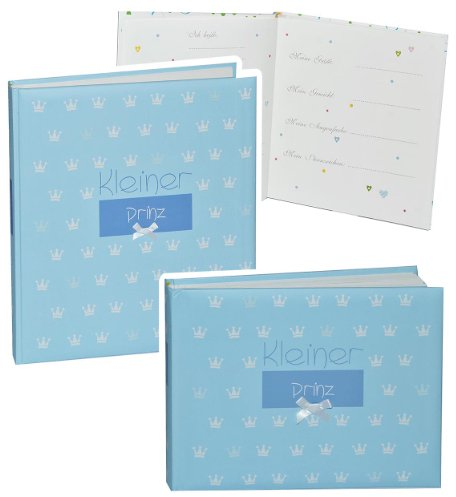 alles-meine.de GmbH 2 TLG. Set: Fotoalbum Baby erste Fotos - Kleiner Prinz - Gebunden zum Einkleben blanko - groß für bis zu 312 Bilder - Fotobuch/Photoalbum/Babyalbum/Albu..