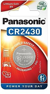 Panasonic CR2430 3 V Lithium Coin Cell Battery (Pack of 12)