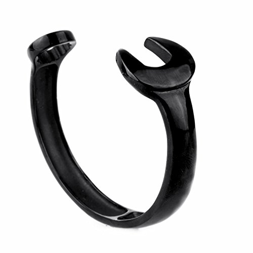 COPAUL Punk Rock Jewelry Men Stainless Steel Wrench Cuff Off Bangle,Black