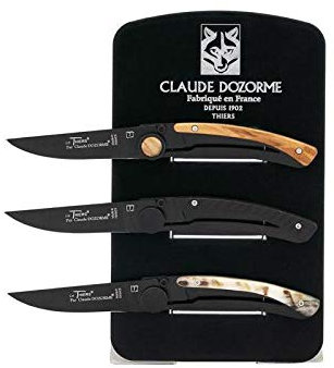 Claude Dozorme Cdozorme 4941.pr Prés. 3 Ctx Le Thiers, lame en acier X50CrMoV15cm, manche de 10,5 cm corne de bélier, olivier, fibre carbone
