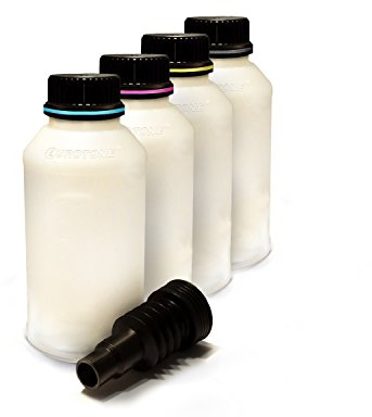 Eurotone Pulver Flasche für Kyocera Drucker - 4X 100g - ca. 5000 Seiten je Farbe - Schwarz Cyan Magenta Gelb für Wiederbefüllung FS-C8520 MFP FS-C8525 MFP FSC-8100DN FS-C8600DN FS-C8650DN FS-C8670DTN