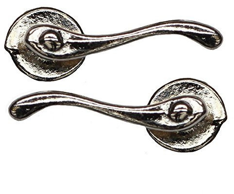 MyTinyWorld Dolls House Miniature 2 x Victorian Chrome Scroll Door handles