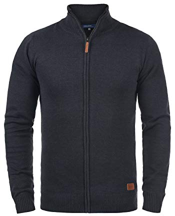 Blend BHNorman Herren Strickjacke Cardigan Feinstrick Pullover mit Stehkragen Reißverschluss Rippbündchen Baumwollmischung Regular fit, Größe:XXL, Farbe:Navy (70230)