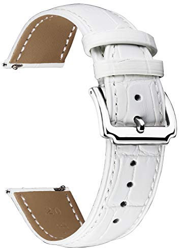 BINLUN Leder Uhrenarmband Schnellwechsel-Lederarmband Ersatz für Herren Damen (Weiß, 12mm)
