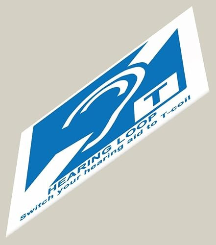 2 x Hearing Loop - text - Pictogram - Info Sign Removable Self Adhesive Waterproof Durable Vinyl Label Sticker 150mm x 150mm