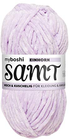 myboshi Samt Wolle zum Häkeln und Stricken, weiche Chenille Wolle im XXL-Knäuel, perfekt für Amigurumi und Kissen, 100% flauschige Polyester, 100g, Ll 100m Lila (Einhorn), 1 Knäuel