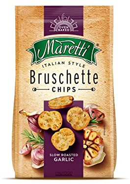 Maretti Bruschette Chips - Slow Roasted Garlic - Brotchips mit geröstetem Knoblauch - Bruschetta Chips, 150 g