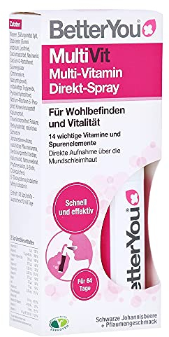 BetterYou Multi-Vitamin Direkt-Spray - Zum Sprühen auf die Mundschleimhaut - 14 wichtige Vitamine und Spurenelemente – praktisch, schnell und effektiv – Für Ihr Wohlbefinden - 25ml