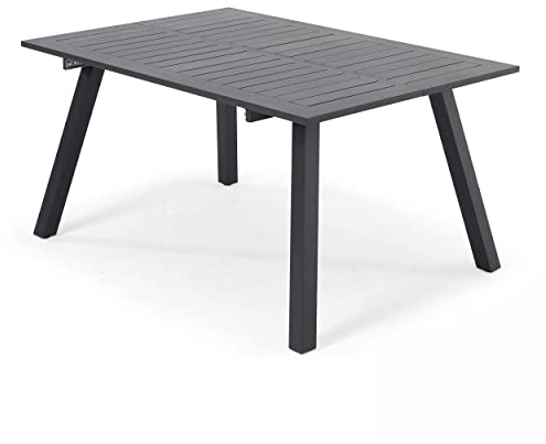 Oviala Gartentisch, quadratisch, ausziehbar, aus Aluminium, Schwarz