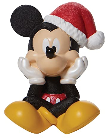 Department 56 Holiday Santa Hat Disney Mickey Mouse Mini-Figur, Steinharz, Mehrfarbig, 3 Inch