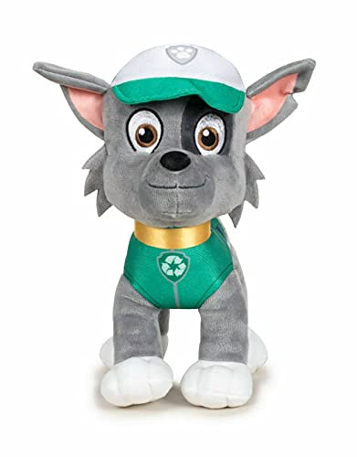 PAW Patrol Plüsch Hund Kuscheltier WELPE | 19 cm Chase Marshall Rocky Rubble Sky Zuma | ORIGINAL Lizenzware für Kinder Geschenk Figuren Stofftier (Rocky)