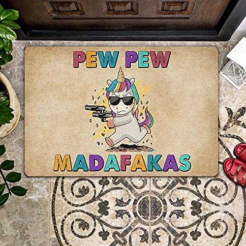 TIANTURNM Fussmatte Aussen Haustür Fußabtreter Pew Pew Madafakas - Einhorn Fußmatte Willkommensmatte Dekor deko Wohnzimmer 16x24