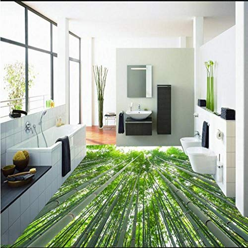 Benutzerdefinierte großformatige Wandbilder Bambus Sicherheit sicher frische Schönheit Stereo Badezimmer Bodenverdickung wasserdichte Abnutzung PVC-Folie-200 * 140cm