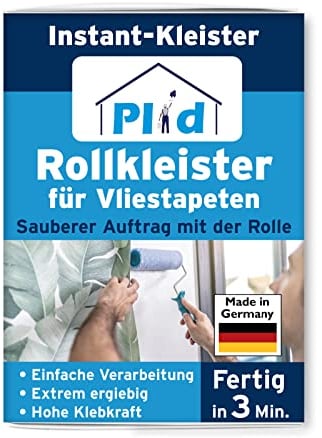 PLID® Rollkleister für Vliestapeten - Tapetenkleister in 3 min fertig - einfache Anwendung - Tapetenkleister für Vliestapeten mit glatter und strukturierter Rückseite - hoher Ergiebigkeit 200 gr.