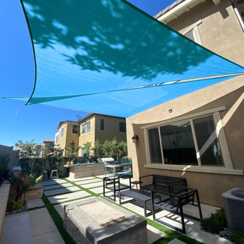 SUNLAX Voile d'ombrage Triangulaire Droit pour extérieur, 3 x 3 x 4 m, Bleu Turquoise pour extérieur, Couverture de pergola, Voile d'ombrage Anti-UV