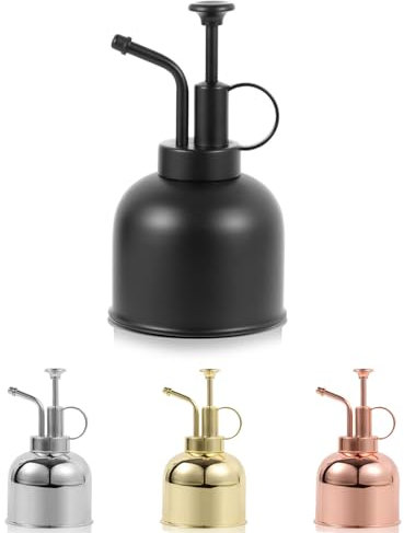 Pflanzennebel-Sprühflasche, Metall, Edelstahl, Pflanzensprüher, Sprühnebel, kleine Gießkanne, Pflanzenspritzer mit oberer Pumpe für Innenraum, Luftpflanzen, Garten, dekorativ (mattschwarz)
