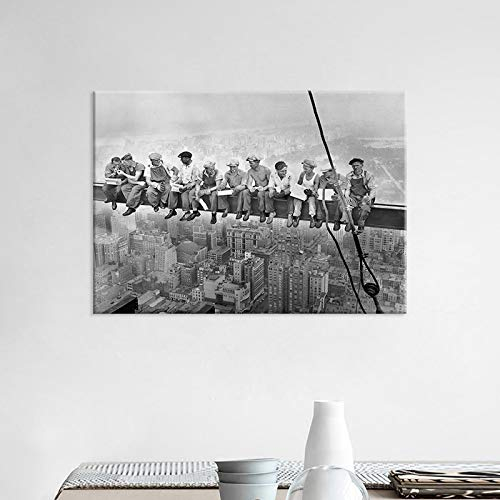 HSFFBHFBH Lunch Atop A Skyscraper Retro Schwarz-Weiß-Wandkunst Bilder Leinwand Malerei Poster Drucke Raum Wohnkultur 50x70cm(20x28inch) Innenrahmen