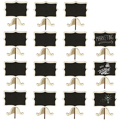 15 Stück Tischkarten mit Staffelei-Ständer – Holz kleine Schilder für Hochzeit, Geburtstagsfeiern, Tischnummern, Lebensmittelschilder und Event-Dekoration