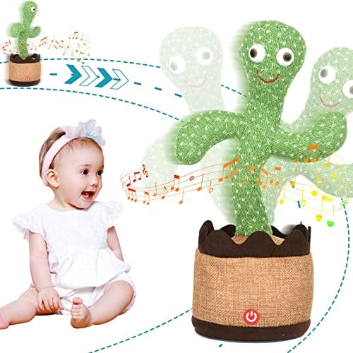 SHAVINGFUN Giocattolo del cactus danzante,Ripeti quello che dici per bambini cactus intelligenti,Canto 120 Illuminazione per registrazione di danza Ripeti parlare,peluche parlante per bambini