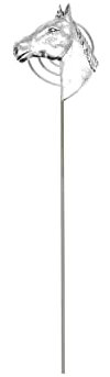 pp-e09 Horse Head Equestrian English pewter on a METAL ornamental flowerbed garden memorial plant window box sign stake gfass