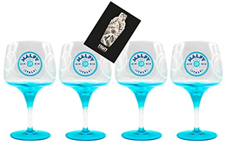Malfy Gin Ballon Gläser Blau - 4er Set Stielglas Ballonglas Gin & Tonic Glas