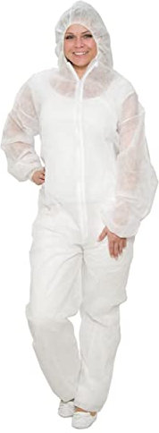 10/50/ 100 x PP-Einwegoveralls weiß S-XXXL Sparset | Maleroverall Overall Maleranzug Schutzanzug Ganzkörperanzug S 10 Stück