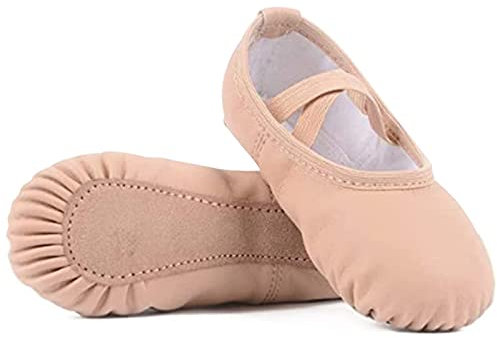 TETSUO Girls Ballet Slippers, Ballerina Shoes Dance Flats for Kids, Toddlers Dancing, Yoga Soft Gymnastic Light Pink