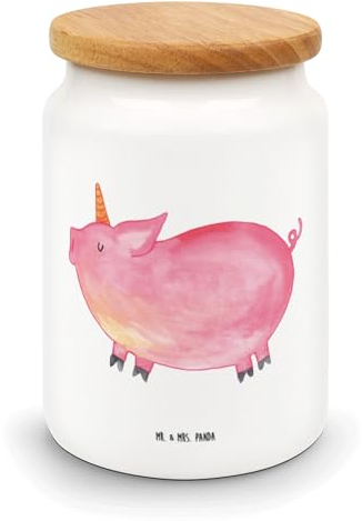 Mr. & Mrs. Panda Vorratsdose Einhorn Schwein - Geschenk, Pig, Frischhaltedosen, Pegasus, Leckerlidose, Aufbewahrungsdose, englisch, Einhorn Deko,