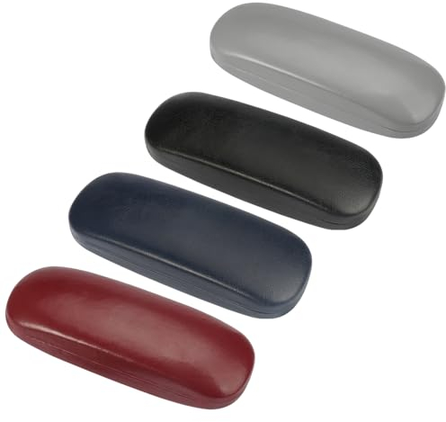 4 Pezzi Portaocchiali Astuccio Rigido Portatile, Custodia Occhiali Rigida da Sole, Astuccio Occhiali in Pelle PU per Uomini, Donne, per Occhiali da Sole, Occhiali da Lettura, Occhiali per Miopi