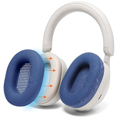 WC SweatZ XM5 - Patented Earpad Sweat Covers for Sony WH1000XM5 by Wicked Cushions | Full 360 Earpad Protection | Sweatproof & Easily Washable | Blue