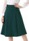 Allegra K Damen Hoher Taille Knöpfe Vintage Plissee Ausgestellt Midirock Rock Dunkelgrün XS