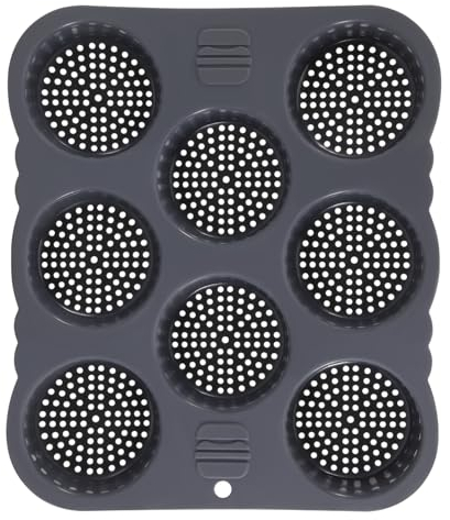 Yoiimiya Hepzest Moule à pain en silicone alimentaire gris - Moule à hamburger 8 cavités - Facile à démouler - Outil de cuisson pour - Dimensions : 30 * 25,5 * 3 cm