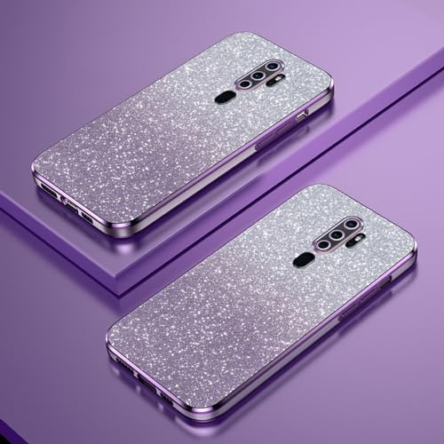 Funda Teléfono Purpurina Degradada Compatible con OPPO A9 (2020)/A5 2020/A11X Case Borde Electrochapado Transparente Cover Delgada TPU Prueba Golpes Carcasa