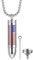 JewelryWe Schmuck Urne Halskette Edelstahl US Amerikanische Flagge Memorial Asche Urnen Patronenhülse Gewehrkugel Kugel Anhänger mit 60cm Kette Herren Damen Gedenk Geschenk