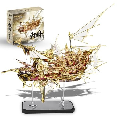 Piececool 3D Puzzle Metall Piratenschiff Drachenboot, 3D Metall Puzzle Segelboot Schiffsset, Modell Schiffs für 340 Edelstahl, Extra Groß, Geburtstagsgeschenk, Modellbausatz Erwachsene, 701 Teile