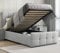 Upholstered Ottoman Bed Single Bed Frame UKFR Velvet Grey Ottoman Storage Bed with Gas Lift End Opening Wooden Slats with Storage Bed (3ft Single 90 x 190, No Mattress)