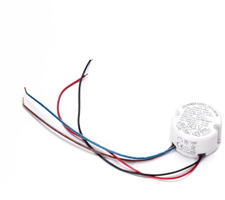 EAGLERISE Drive Elektronischer Transformator CS-12-300 MB LED Power Supply 12,6W 24-42Vdc 300mA mit Kabel weiß rund