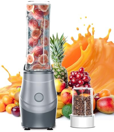Dopetal 400W Blender, Smoothie Blender for Forzen Fruits, Vegetable Juice, Milkshakes, Portable Blender with BPA-Free Leak-Proof Travel Bottle, Coffee Grinder Cup, Stainless Steel High Speed Blade