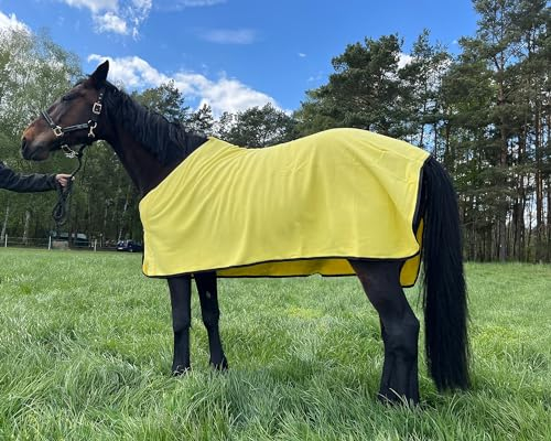 Brama-West Abschwitzdecke Pferd Pferdedecke - Basic Fleecedecke - Atmungsaktiv - Gelb, Gr. 155
