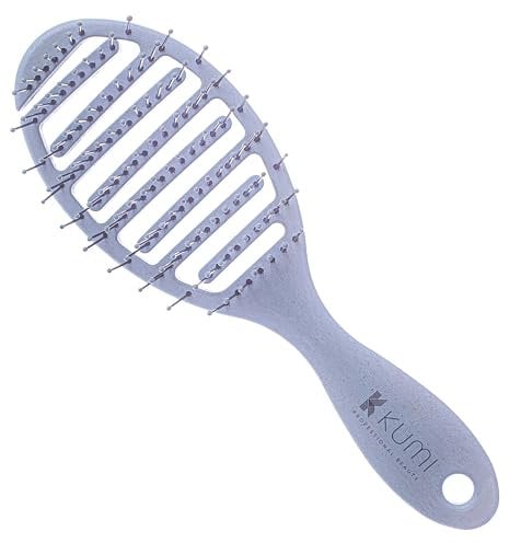 Kumi Blue Detangling Hair Brush - Wheat Straw Derived Anti-Breakage detangling Brush, Flexible Straw Brush for Wet and Dry Hair - Ideal for Home Use - Eco Friendly Hairbrush