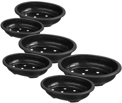 Milisten 6Pcs Large Garden Bowl Planter Shallow Plant Pot with Drain Hole Plastic Flowerpot Balcony Plant Container for Outdoor Indoor Garden Home Black