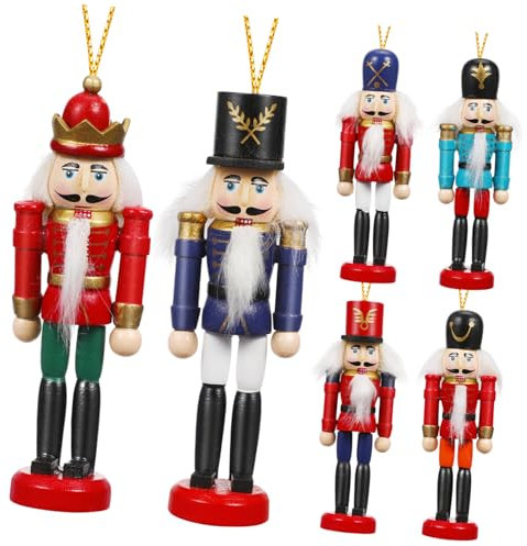 TOPBATHY 12 Pcs Wooden Doll Hanging Nutcracker Decor Nutcracker Soldier Hanging Decor Toy for Christmas Nutcracker Dolls Xmas Tree Hanging Pendant Christmas Soldier Bamboo