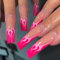 Mgmxbsth 24PCS Long Square French False Nails,Nails,Pink Press on Nails with Glue,Sexy Y2K Full coverage Glossy False Nails,Cosplay Nails,Stick on Nails for Girls(Red Fire)
