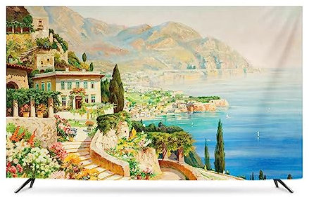 Staubschutzhülle Für 32–85 Zoll, Antistatisch, Staubdicht, LCD/led/hd-Panel-gehäuse, Computer-Monitor-Abdeckung, Kompatibel Mit 22–25 Zoll Pc, Desktop Und Tv, Marmor(Size:55IN,Color:A)