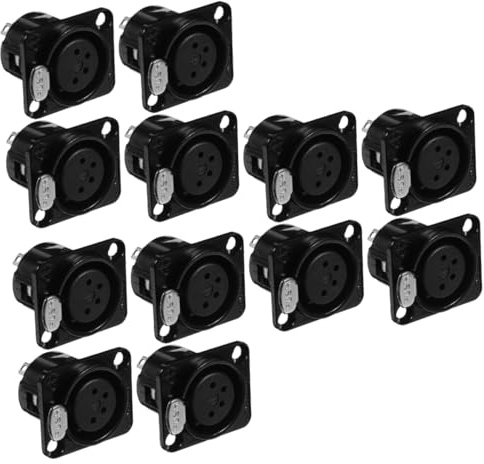 HEMOTON 12pcs Pin Xlr Panel Mount Adapter Microphone Connector Speaker Plugs Xlr Interface Sturdy Sleek