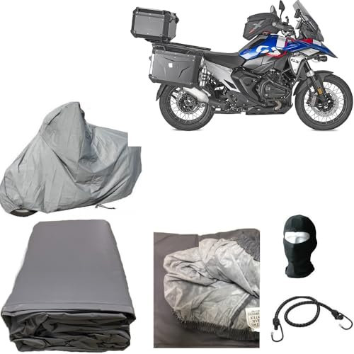 Funda para moto compatible con BMW R 1300 GS, 100% impermeable, antigranizo, antihielo, antimoho y antiarañazos, 250 g, para Maximoto con cúpula, baúl y maletas laterales
