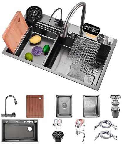 KOOGIMDDR Lavabo Multifuncional de 85 x 50 cm - Fregadero de Bar y Cocina de Acero Inoxidable para Uso Doméstico y Lugar de Trabajo