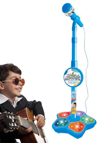 Micrófono Infantil con Soporte | Micrófono de pie para niños Fiesta Karaoke Juguetes Musicales en Modo MP3, micrófono de Juguete con Soporte para niños