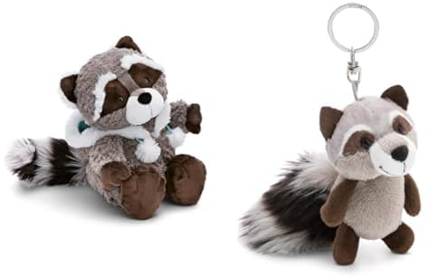 NICI 2-er Bundle Kuscheltier Waschbär Lenno 25 cm & Schlüsselanhänger 10 cm